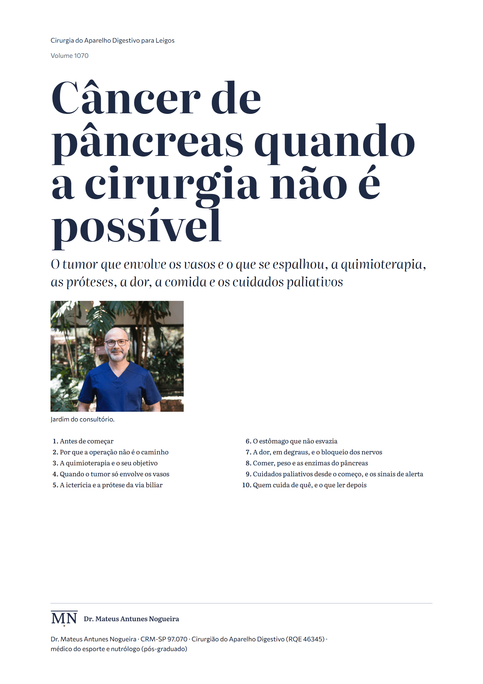 Capa do livro Câncer de pâncreas quando a cirurgia não é possível