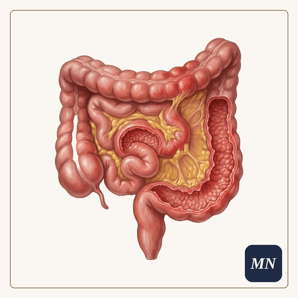 Ilustração anatômica — Doença inflamatória intestinal — tratamento cirúrgico