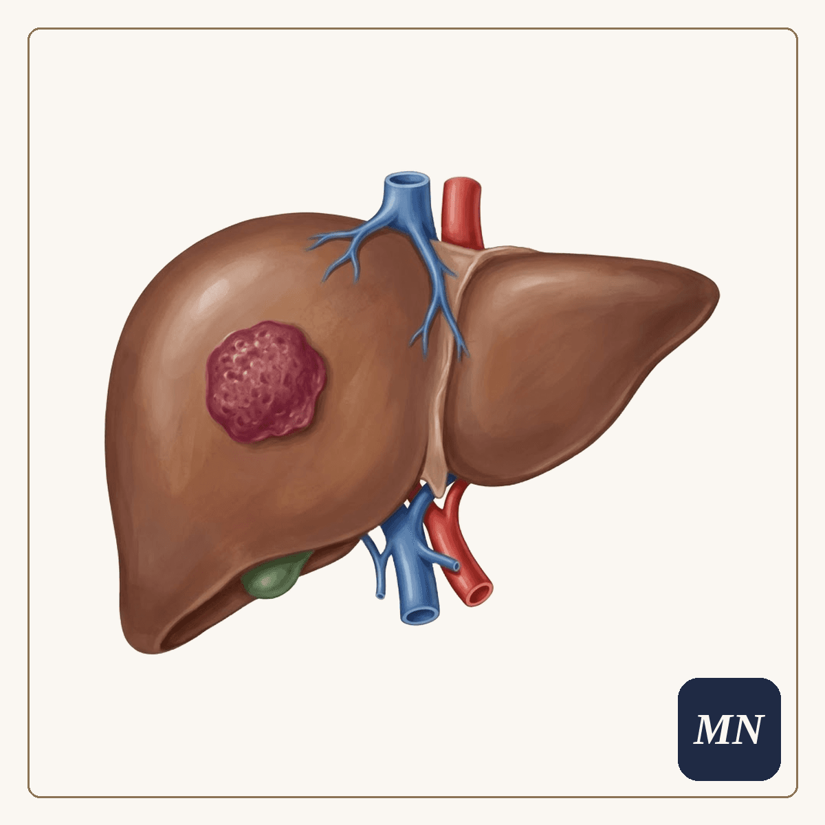Ilustração anatômica — Lesões benignas do fígado