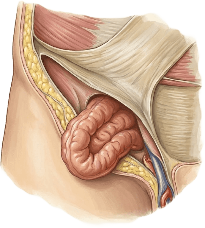 Ilustração anatômica — Hérnia incisional