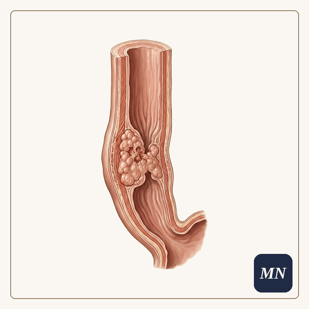 Ilustração anatômica — Câncer de esôfago