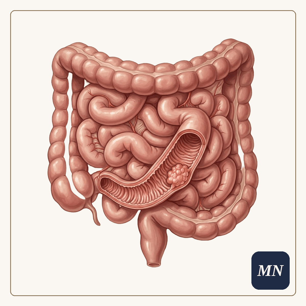 Ilustração anatômica — Câncer de intestino delgado