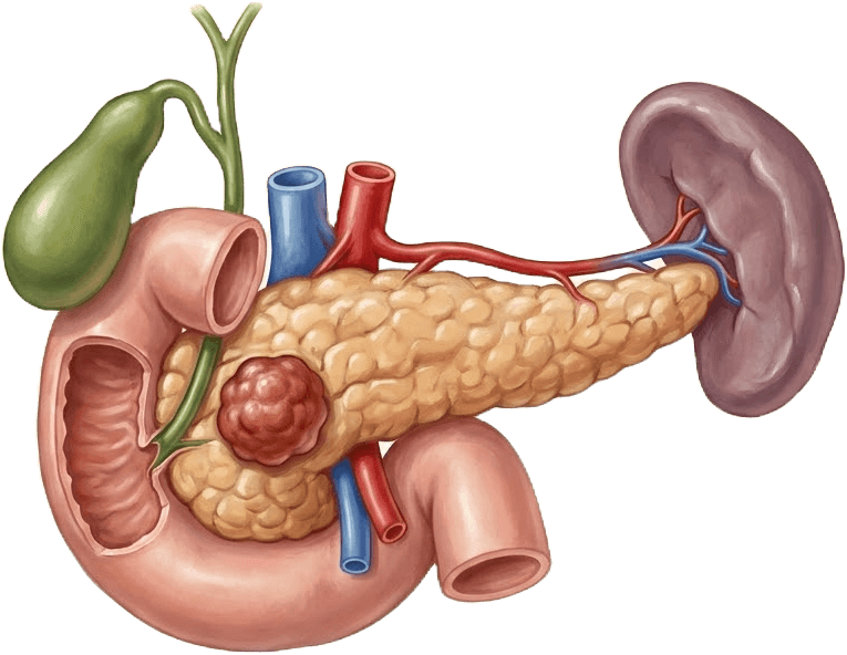 Ilustração anatômica — Câncer de pâncreas