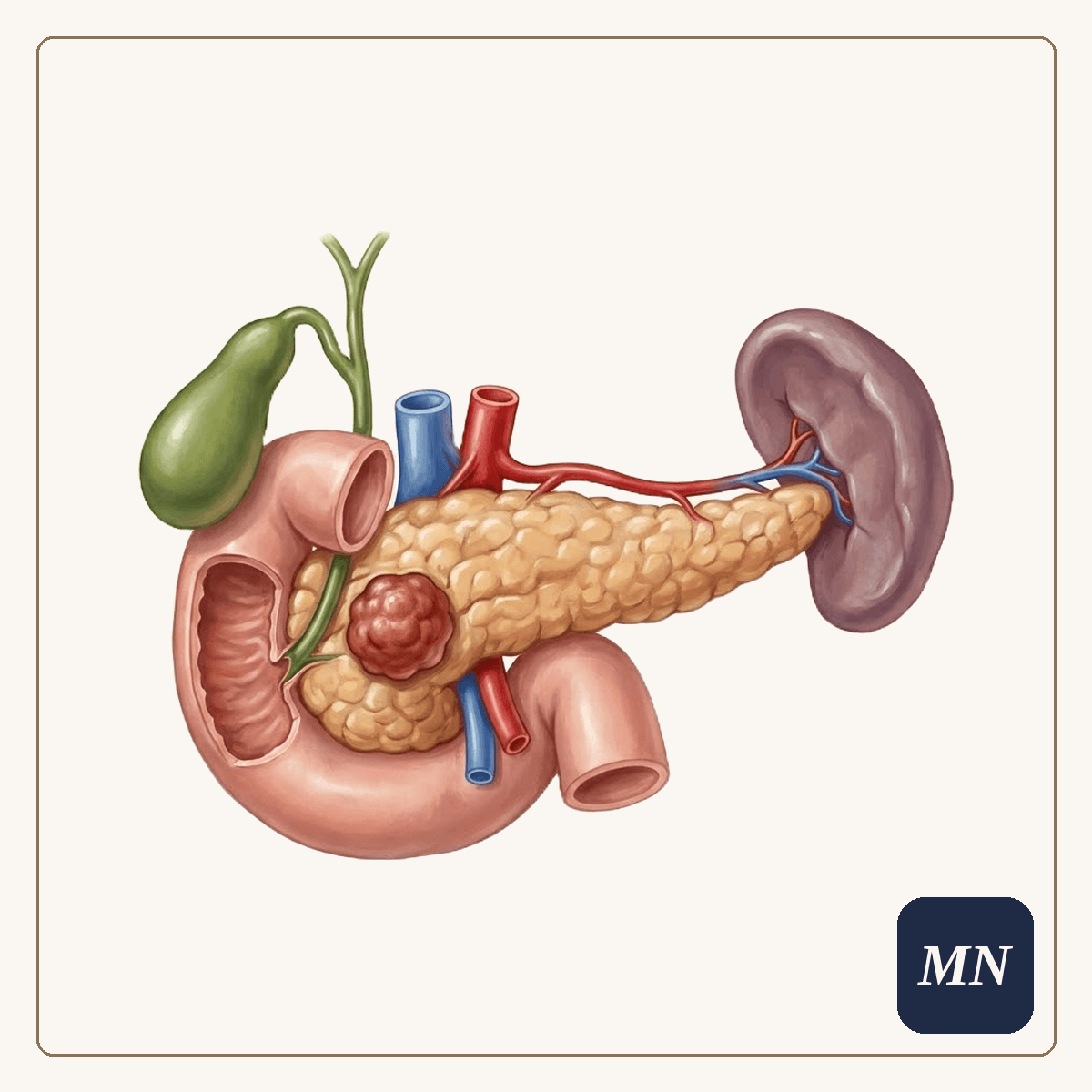 Ilustração anatômica — Câncer de pâncreas